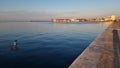 thessaloniki or salonica in sunrise hour sea dock sun in greece