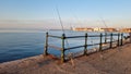 thessaloniki or salonica in sunrise hour sea dock sun in greece