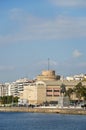 Thessaloniki waterfront with view the top of White Tower, the Royal Theatre and the status of Alexander the Great