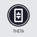 THETA - Theta. The Icon of Crypto Coins or Market Emblem.