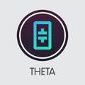 THETA - Theta. The Icon of Cryptocurrency or Market Emblem.