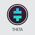 THETA - Theta. The Icon of Cryptocurrency or Market Emblem.