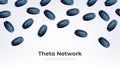 Theta Network THETA coin falling from the sky. THETA cryptocurrency concept banner background