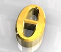 Theta symbol in gold (3d) Royalty Free Stock Photo