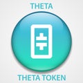 Theta Token Coin cryptocurrency blockchain icon. Virtual electronic, internet money or cryptocoin symbol, logo Royalty Free Stock Photo