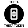 Theta Token Coin cryptocurrency blockchain icon. Virtual electronic, internet money or cryptocoin symbol, logo