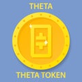 Theta Token Coin cryptocurrency blockchain icon. Virtual electronic, internet money or cryptocoin symbol, logo