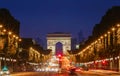 TheTriumphal arch and Champs Elysees avenue,Paris. Royalty Free Stock Photo