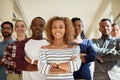 Theyre confident about securing a successful future. Portrait of a diverse group of students standing together at campus Royalty Free Stock Photo
