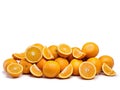 Theyre a juicy bunch. Studio shot of a pile of juicy oranges against a white background. Royalty Free Stock Photo