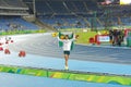 Thiago Braz da Silva celebrates gold medal in men's pole vault at Rio 2016 Olympics Royalty Free Stock Photo