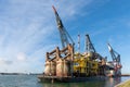 Thialf Submersible crane ship in the port of Rotterdam