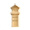 Thick beige castle tower. Vector illustration on a white background. Royalty Free Stock Photo