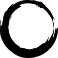 Thick black brush stroke creating a circular shape, forming a spacious empty center, perfect for incorporating text
