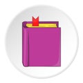 Thick book with bookmark icon, cartoon style
