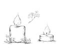 Thick candle, tealight and decoration