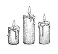 Ink sketch of burning candles