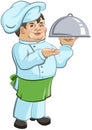 Thick chef cook is a dish Royalty Free Stock Photo