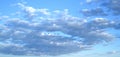 Thick, cirrus clouds overcast the blue evening sky Royalty Free Stock Photo