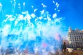 Thick clouds of smoke during a Mascleta of the 2020 Fallas festival of Valencia