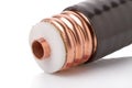 Thick coaxial cable on white Royalty Free Stock Photo