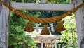 Torii gates with rope made of rice-straw - Shimenawa in front of Shrine, Japan