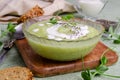 Thick cream soup of green vegetables Royalty Free Stock Photo