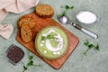 Thick cream soup of green vegetables Royalty Free Stock Photo