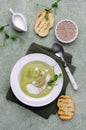 Thick cream soup of green vegetables Royalty Free Stock Photo