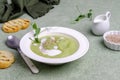 Thick cream soup of green vegetables Royalty Free Stock Photo