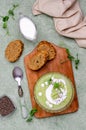 Thick cream soup of green vegetables Royalty Free Stock Photo