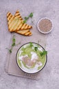 Thick cream soup of green vegetables Royalty Free Stock Photo