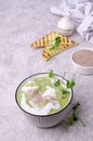 Thick cream soup of green vegetables Royalty Free Stock Photo