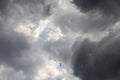Thick dark gloomy clouds before heavy rain. abstract natural background.
