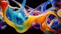 Thick dense viscous provocative sticky flowing liquid texture abstract background. Vibrant colorful curve dynamic fluid