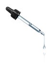 Thick drop is dripping down from cosmetic pipette on a white background Royalty Free Stock Photo