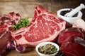 Thick fatty marbled raw beef T-bone steak Royalty Free Stock Photo