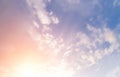 Thick fluffy pink sunset clouds Royalty Free Stock Photo