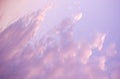 Thick fluffy pink sunset clouds background Royalty Free Stock Photo