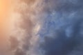 Thick fluffy sunset clouds background Royalty Free Stock Photo