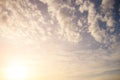 Thick fluffy sunset clouds. Background Royalty Free Stock Photo