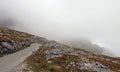 Thick fog on a mountain road Royalty Free Stock Photo