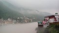 Thick fog over Ganges River in Rishikesh
