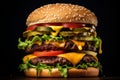 Thick Fresh big cheeseburger. Generate Ai