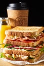 Thick fresh sandwich with ham and vegetables Royalty Free Stock Photo