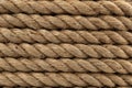 thick hemp rope made of jute, rolled into a roll