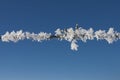 Thick hoar frost on fence wire. Royalty Free Stock Photo