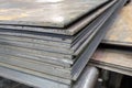 thick hot rolled steel sheets stack corner, close-up Royalty Free Stock Photo