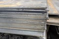 thick hot rolled steel sheets stack corner, close-up Royalty Free Stock Photo