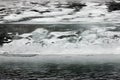 Thick ice cracked with round air bubbles abstract